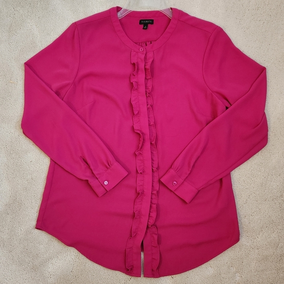 Talbots Women's Fuchsia Collarless Blouse, size S - Picture 3 of 6